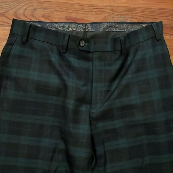 Lauren Ralph Lauren Green Tartan Plaid Trouser Pants Womens Size 36x24 Hemmed - Picture 11 of 12